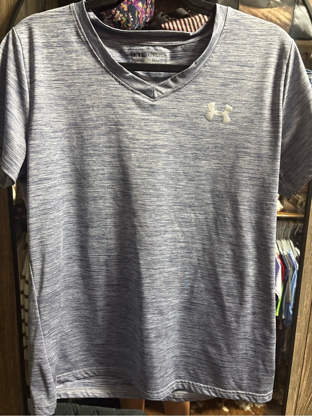 Under Armour Men's Heathered Blue-Gray V-Neck Performance Tee